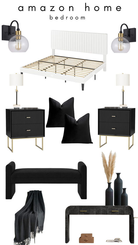 amazon home finds        #blackandwhite #bedroominspo #adultbedroom #modernbedroom #ad #amazonhome #amazonfinds Amazon Bedroom Finds, Black White And Gold Bedroom, Amazon Bedroom, Black Room Decor, Black And White Bedroom, Modern Apartment Living Room, Amazon Home Finds, Black Bedroom Furniture, Home Finds