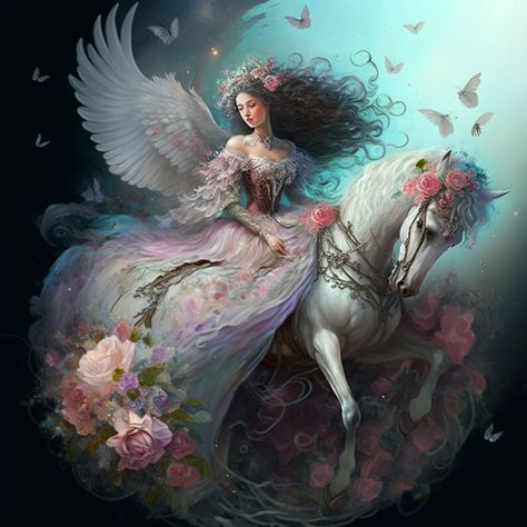 Unicorn Picture, Fantasy Unicorn, Magical Horses, Unicorn Pictures, Fairy Illustration, Unicorns And Mermaids, Unicorn Illustration, Beautiful Fairies, Fantasy Fairy