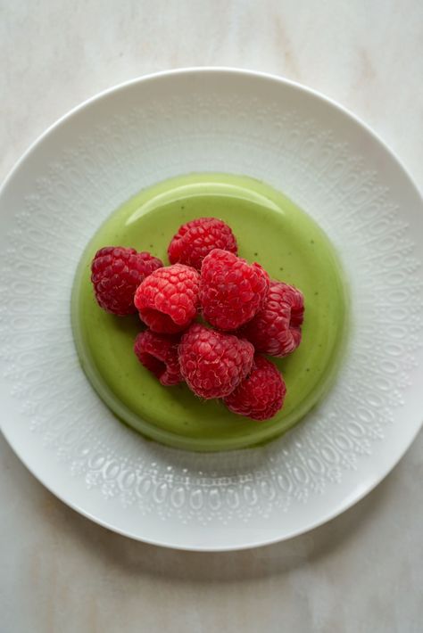 This vegan and kosher version of the classic Italian custard dish mixes in matcha powder to create a decadent and creamy Matcha Panna Cotta! Matcha Panna Cotta Recipe, Matcha Panna Cotta, Italian Custard, Creamy Matcha, Bistro Menu, Matcha Dessert, Hazelnut Milk, Matcha Recipe, Ingredient Substitutions