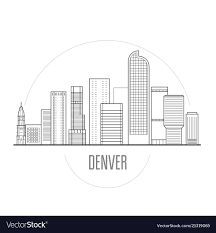 Denver city skyline - downtown cityscape towers Vector Image Denver Skyline Drawing, Denver Tattoo, Denver Colorado Skyline, Skyline Tattoo, Skyline Drawing, Denver Skyline, Denver Travel, Denver City, Logo Idea