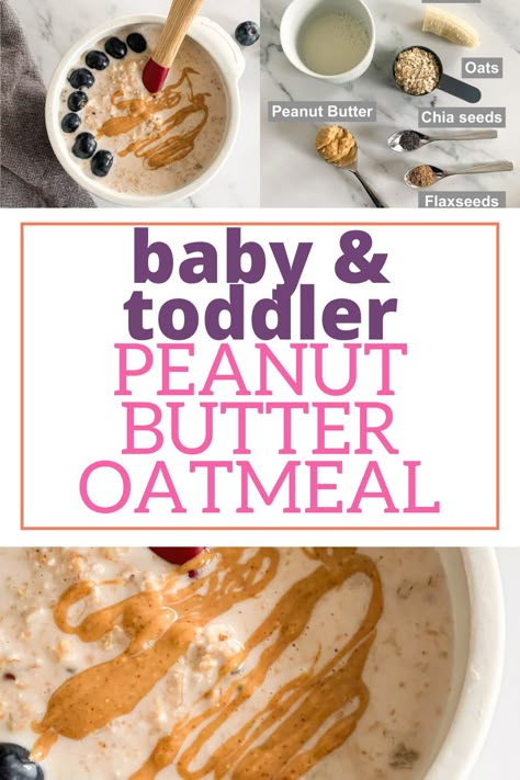 Blw Peanut Butter Recipes, Baby Overnight Oats Recipe, Blw Overnight Oats, Overnight Oats Baby Led Weaning, Overnight Oats Toddler, Overnight Oats For Toddlers, Baby Overnight Oats, Toddler Overnight Oats, Overnight Oats Baby