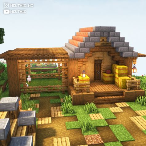 Minecraft Shepards House, Pig Sty Minecraft, Chicken Coop Ideas Minecraft, Chicken House Minecraft, Minecraft Shepherd House, Villager Homes Minecraft, Minecraft Shed Ideas, Villager House Minecraft, Chicken Coop Minecraft