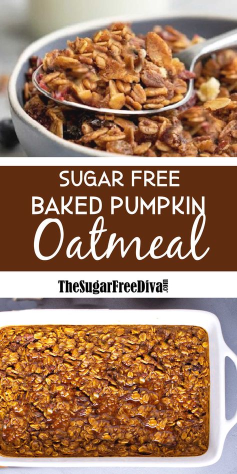 Low Sugar Baking, Sugar Free Pancake Syrup, Brunch Vegan, Sugar Free Oatmeal, Vegan Breakfast Casserole, Baked Pumpkin Oatmeal, Sugar Free Breakfast, Oatmeal Breakfast Bars, Pumpkin Pancake Recipe