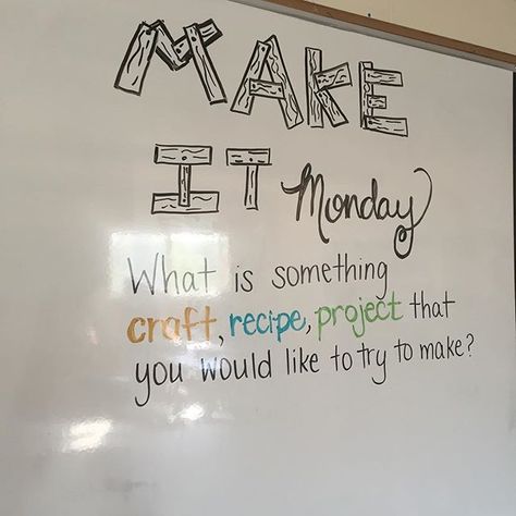 Make something... Create something. Try something new! #teachersofinstagram #iteach7th #iteachtoo #miss5thswhiteboard Monday Whiteboard, Whiteboard Inspiration, Whiteboard Prompts, Whiteboard Questions, Morning Writing, Whiteboard Ideas, Classroom Whiteboard, Whiteboard Messages, Daily Questions