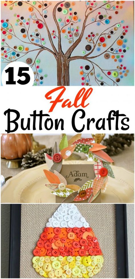 15 Fall Button Crafts You Will Love to Create Thanksgiving Button Crafts, Fall Button Crafts, Samhain Crafts, Button Crafts For Kids, Button Art Projects, Crafts Thanksgiving, Buttons Crafts Diy, Button Projects, Fall Crafts For Adults