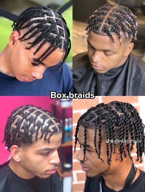 Cool Braids For Men, 6 Cornrow Braids Men, Twist Braids Hairstyles Men, Twist Hairstyles Men, Big Braid Styles, Cornrows For Boys, Mini Braids, Cornrow Braids Men, Curly Dreads