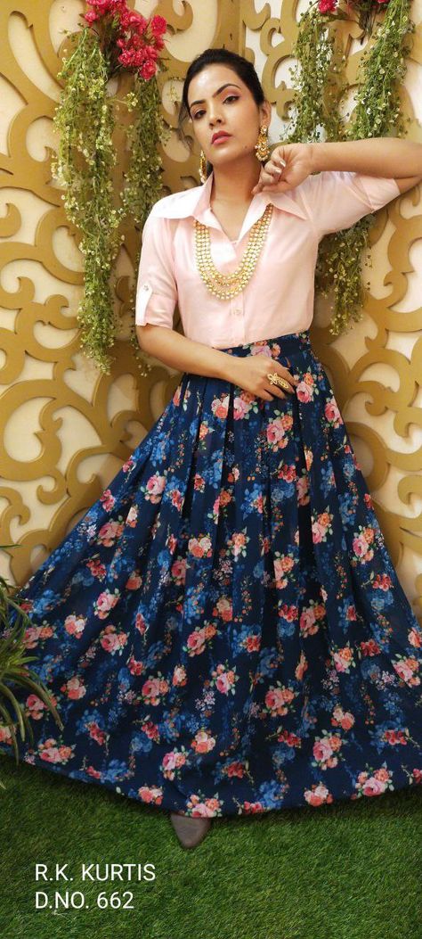 To buy/Resell contact on whatsapp +91-7766079369 Shirt With Lehenga, Plazo Set, Georgette Shirt, Floral Lehenga, Dress Book, Long Dress Design, Lehenga Blouse, Stylish Dress Book, Lehenga Choli