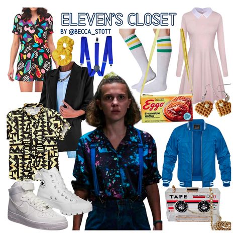 Eggs waffle purse and outfits for eleven from stranger things Max And Eleven Outfits, Stranger Things Outfit Ideas, Eleven Outfits, Eighties Costume, Follow For More Instagram, Eleven Cosplay, Stranger Things Cosplay, Yeri Mua, Stranger Things Eleven