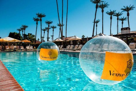 Hidden Swimming Pools, Champagne Decor, Palm Springs Resorts, Pool Events, Veuve Cliquot, California Resorts, Corporate Event Design, Experiential Marketing, Event Activities