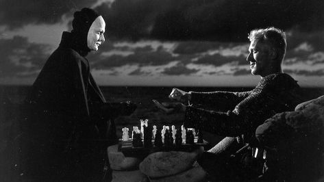 Bergman Movies, Bergman Film, Seventh Seal, Max Von Sydow, The Seventh Seal, Playing Chess, Ingmar Bergman, Movie Shots, Film Inspiration