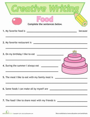 What do you like to eat on your birthday? Answer this question and more in this creative writing worksheet that allows you to practice sentence writing. Nutrition Worksheets, Writing Sentences Worksheets, Creative Writing For Kids, Creative Writing Worksheets, English Creative Writing, Writing Sentences, Summer Worksheets, Creative Writing Activities, Answer This Question