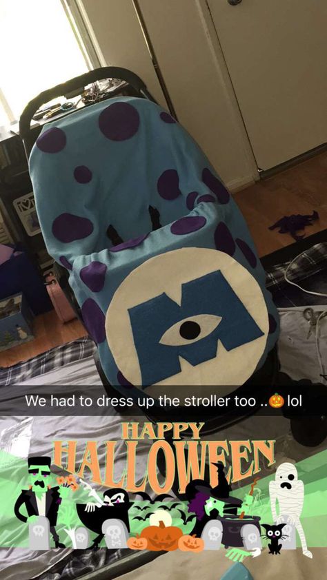 Dressed up the stroller for my sons sulley costume ... Monsters inc stroller monsters inc costume Halloween .. Monsters Inc Stroller Costume, Decorate Stroller For Halloween, Monsters Inc Halloween Wagon, Halloween Stroller Costumes, Stroller Halloween, Stroller Halloween Costumes, Wagon Halloween Costumes, Monsters Inc Costume, Wagon Costume