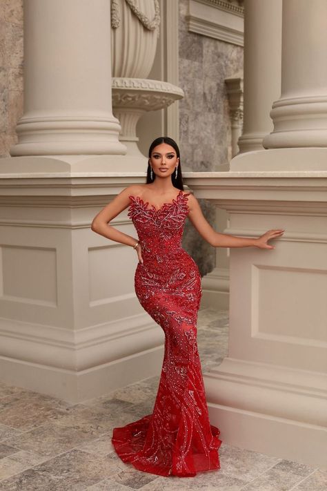 Prom Dresses Long Red, Strapless Red Dress, Red Mermaid Dress, Prom Dress Websites, Nigerian Dress Styles, Matric Dance Dresses, Girl Prom, Nigerian Dress, Red Mermaid