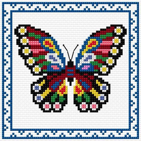 Butterfly Cross Stitch Pattern Free, Stitch Butterfly, Cross Stitch Calculator, Butterfly Cross Stitch Pattern, Butterfly Cross Stitch, Pola Kristik, Cross Stitch Heart, Loom Bands, Cross Stitch Cards