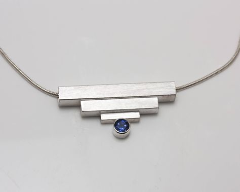 Minimalist Sterling Silver Square Large Tube Art Deco Bar Necklace with London Blue Topaz by CathyHeinzDesigns on Etsy https://www.etsy.com/listing/567975581/minimalist-sterling-silver-square-large Tube Art, Deco Bar, Art Deco Bar, Metalwork Jewelry, Modernist Jewelry, Blue Topaz Pendant, Topaz Pendant, Silver Jewelry Design, Art Deco Necklace