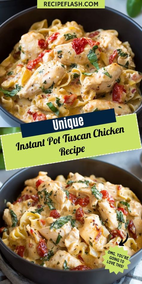 Want to elevate your weeknight dinners with a restaurant-quality meal? This Instant Pot Tuscan Chicken Recipe is your answer, combining tender chicken with vibrant Tuscan flavors! Don’t forget to save this gem for your next easy and flavorful dinner adventure! Instant Pot Tuscan Chicken, Tuscan Chicken Recipe, Flavorful Dinner, Tuscan Chicken, Sun Dried Tomatoes, Spinach And Cheese, Instapot Recipes, Chili Flakes, Weeknight Dinners