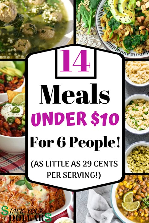 Recipes For Family Of 6, Cheap Meals For 6, 10 Dollar Meals, Freezable Dinners, Meals Cheap, Dinner Board, Restaurant Meals, Cheap Family Meals, Healthy Dinner Recipes For Family