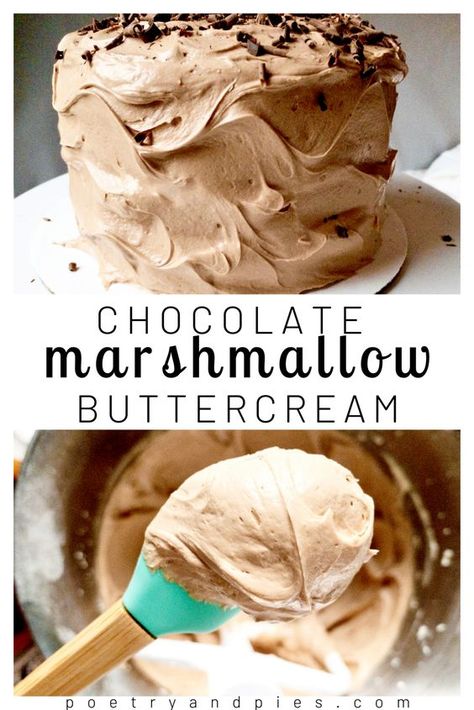 Chocolate Marshmallow Buttercream Chocolate Marshmallow Buttercream Frosting, Classic Buttercream Frosting, Recipes Using Marshmallow Fluff, Decorating A Chocolate Cake, Chocolate Paste, Marshmallow Buttercream Frosting, Marshmallow Frosting Recipes, Hot Chocolate Cake, Ganache Buttercream