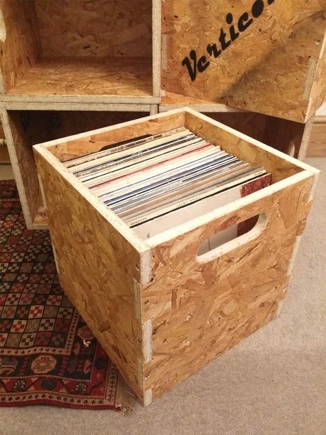 Storage Box, LP Record Box, stackable, LP Record cube, rough trade style | eBay Diy Vinyl Record Holder, Vinyl Record Storage Box, Vinyl Record Room, Osb Furniture, Vinyl Furniture, Music Furniture, Record Storage Box, Record Crate, Record Box