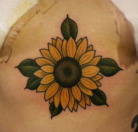 Cf Neo Traditional Sunflower Tattoo, Traditional Sunflower Tattoo, Traditional Tattoos, Shoulder Cap Tattoo, Mastectomy Tattoo, Neo Tattoo, Verse Tattoos, Sunflower Tattoos, Sunflower Tattoo Design