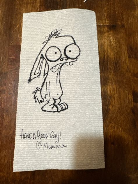 Kids lunchbox napkin doodle rabbit Napkin Doodles, Doodle Rabbit, Doodles For Kids, Lunchbox Doodles, Kids Lunch Box Notes, Lunch Box Notes, Kids Lunchbox, Napkins, Lunch Box