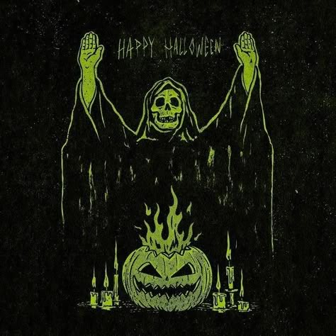 Halloween Phone Aesthetic, Green Halloween Aesthetic, Vintage Halloween Art, Vintage Halloween Images, Silver Shamrock, Green Halloween, Dollar Store Halloween, Horror Artwork, Halloween Artwork