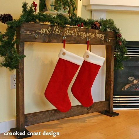 Grinch Stocking Holders Diy, Freestanding Stocking Holder, Stocking Stand Wooden, Wooden Stocking Holder Stand, Stocking Holders Standing Diy, Diy Stocking Holder Stand, Christmas Stocking Holder Stand, Stocking Post, Christmas Stocking Stand