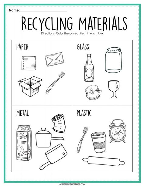 What Can You Recycle, Earth Day Lessons, Recycle Printable, Recycle Preschool, Activity Printables, Recycling For Kids, Recycling Activities, Free Worksheets For Kids, Matching Worksheets