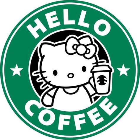 Starbucks Art, Coffee Doodle, Hello Kitty Imagenes, Free Logos, Sensory Art, Hello Kitty Images, Collage Book, Starbucks Logo, Hello Kitty Backgrounds