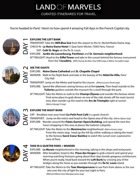 The Perfect Fall Itinerary for 4 Days in Paris Fall Itinerary, 4 Days In Paris, Travel Post, France Travel, Capital City, City Lights, Paris France, The City, Paris