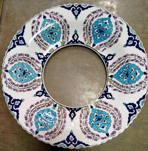 Sümbül, bulut ve rumilerle süslü çini ayna 45cm Mirror, Tableware