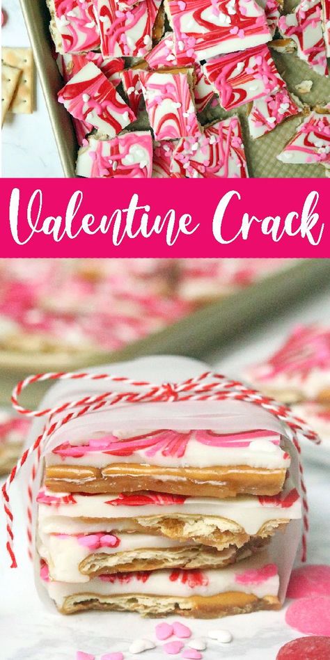 Toffee Dessert, Candy Homemade, Valentines Party Food, Easy Toffee, Valentines Recipes Desserts, Cracker Candy, Valentines Candy, Valentines Snacks, Cracker Toffee