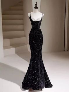 Fashion: #fashion, #style, #outfitinspiration, #beauty Black Sparkly Prom Dresses, Black Sparkly Prom Dress, Prom Dresses Classy, Black Glitter Dress, Prom Dresses Long Black, Long Black Evening Dress, Silver Prom Dress, Prom Dress Black, Champagne Prom Dress