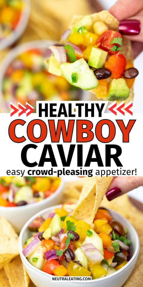 Healthy Vegetable Cowboy Caviar Dips! Potluck Appetizer Dip. Cowboy Caviar With Italian Dressing, The Best Cowboy Caviar, Cowboy Caviar Recipe, Cold Dip, Easy Snack Ideas, Vegetarian Dip, Zesty Italian Dressing, Cowboy Caviar, Italian Dressing