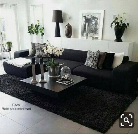 Black Living Room Decor, White Living Room Decor, Drawing Room Decor, Black And White Living Room, Apartment Living Room Design, Black Living Room, Living Room Scandinavian, White Living, Apartment Decor Inspiration