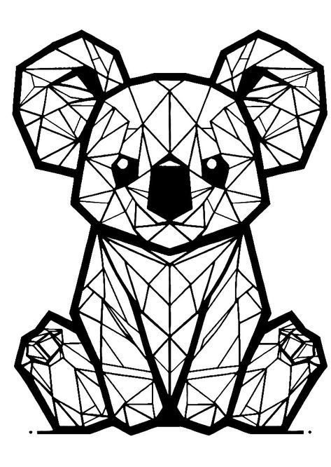 Geometric Art Animal Pattern, Koala Coloring Pages, Geometric Art Animal, Cute Koala Bear, Polygon Art, Cute Koala, Climb Trees, Fluorescent Colors, Animal Coloring