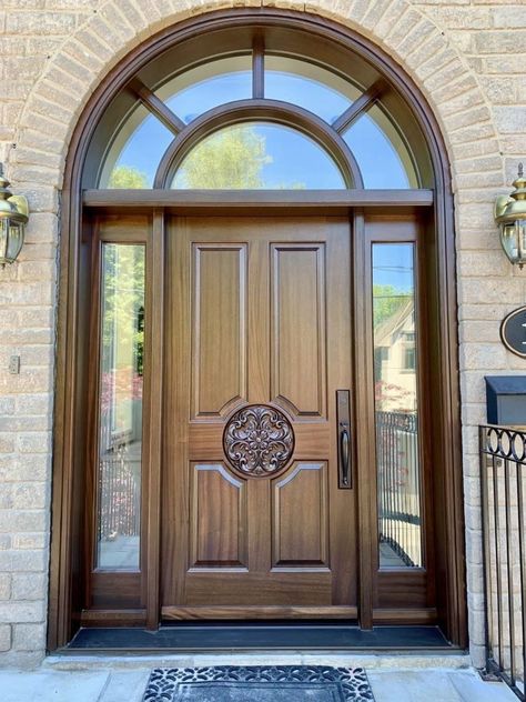 Top 35 Wooden Main Door Designs For Home Everyone Will Like - Engineering Discoveries Round Main Door Design, Round Door Design, Wooden Main Double Door Design, Main Double Door Design, Dual Door Design, Main Double Door, Door Designs For Home, Main Door Designs, Wood Front Entry Doors