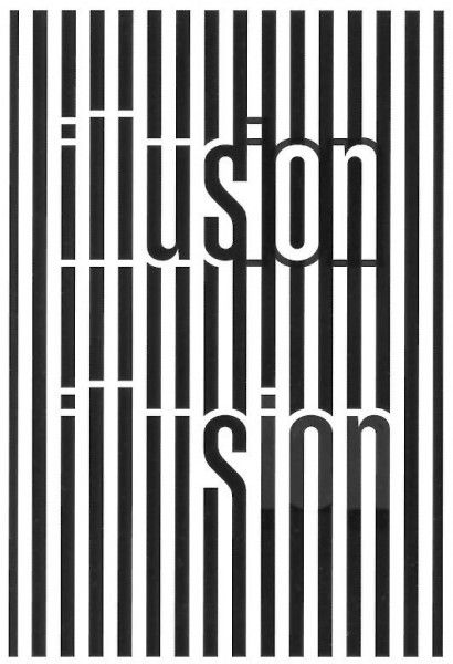 In the early 1980s, ambigram master and puzzle designer Scott Kim created the following image while performing some font experiments.  He made a font in which black and white spaces were equally wide, and then had fun exploring what he could do with it. - See more at: http://www.anopticalillusion.com/2014/05/illusion-ambigram-by-scott-kim/#sthash.9Yo9uesA.dpuf Illusion Graphic Design, 1980s Posters, White Spaces, Inspiration Typographie, Illusion Design, 타이포그래피 포스터 디자인, Publicidad Creativa, Typographic Poster, Creative Typography