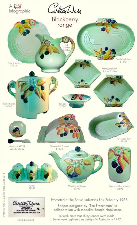 Carlton Ware World: Blackberry Cottage Eclectic, China Ware, China Crockery, Vintage Crockery, Art Deco Vases, Majolica Pottery, Vintage Ceramics, Royal Winton, Pretty China