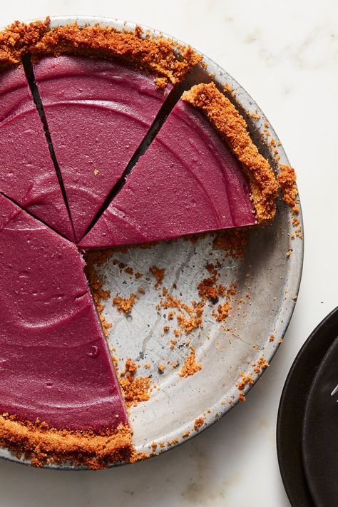 Ube Pie Recipe - NYT Cooking Ube Pie Recipe, Ube Pie, Japanese Purple Sweet Potato, Julia Childs, Ube Recipes, Thanksgiving Pie Recipes, Chess Pie, Purple Yam, Pumpkin Pie Recipe