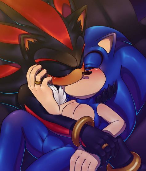 Kissie Kiss by Nowykowski on DeviantArt Sonic X Shadow Fanart, Shadow Sonic, Hedgehog Movie, Anniversary Art, Sonic Funny, Knight In Shining Armor, Hedgehog Art, Drawing Games, Sonic And Shadow