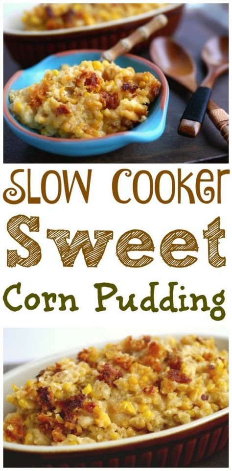 Slow Cooker Sweet Corn Pudding Corn Pudding Crockpot, Sweet Corn Pudding, Holiday Ham, Corn Pudding, Corn Recipes, Crock Pot Slow Cooker, Crockpot Meals, Crock Pot Cooking, Sweet Corn