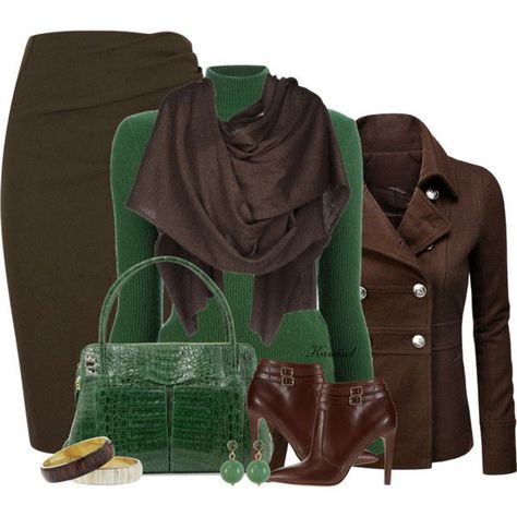 b5a1fc2085986034e448d2ccc5bb9703desc48299320ri Wardrobe Configuration, Brown Skirt Outfit, Green Outfits, Brown Skirt, Brown Outfit, Brown Pants, Pantalon Large, Work Wardrobe, Curve Dresses