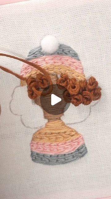 Embroidery Curly Hair, How To Embroider Hair, Embroidery Hairstyle, Curly Hair Embroidery, Hair Embroidery Tutorial, Soft Curl Hairstyles, Embroidery Hair, Hair Knot, Yt Channel