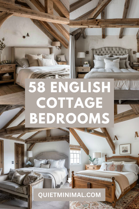 Transform your bedroom into a serene oasis with 58 calming English cottage bedroom ideas. Country Cottage Bedding, English Cottage Style Bedroom Decorating Ideas, Old Cottage Bedroom, European Cottage Bedroom, Cosy Cottage Bedroom, Cottage Bedrooms Ideas, English Bedroom Ideas, English Cottage Bedroom Ideas, White Cottage Bedroom