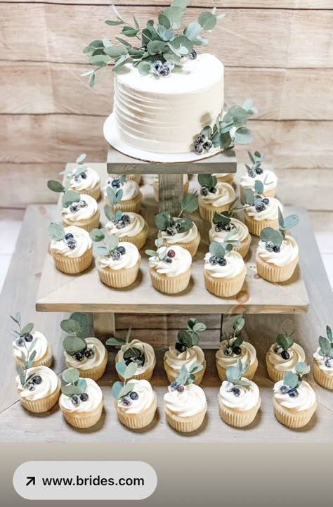 Bridal Shower Cakes With Greenery, Green Plants Party Theme, Sage Green And White Wedding Cupcakes, Small Green Wedding Cake, Greenery Party Theme, Boho Wedding Cake Sage Green, Sage Green Wedding Desserts, Bridal Shower Cake Greenery, White And Green Wedding Cupcakes