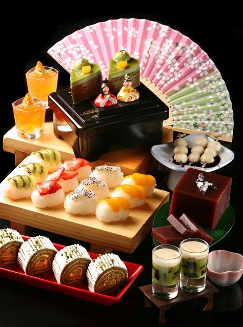 Asian Afternoon Tea, Japanese Tea Party Ideas, Japanese Afternoon Tea, Afternoon Tea Buffet, Japanese Tea Party, Dessert Japanese, Tea Buffet, Japanese Buffet, Sushi For Kids