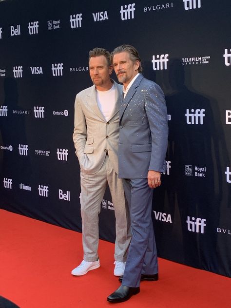 At the premiere of Raymond and Ray Raymond And Ray, Ethan Hawke, Ewan Mcgregor, September 2022, Figure Poses, I Have A Crush, Having A Crush, Double Breasted Suit Jacket, Ontario