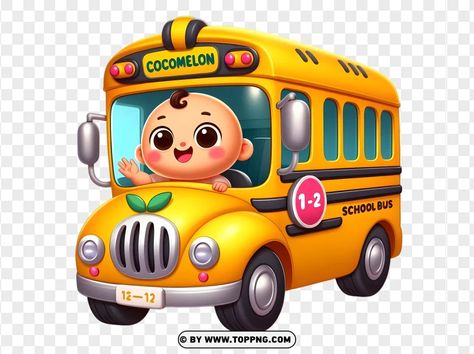 Cocomelon School Bus, Cocomelon Bus, Baby Bus, Yellow School Bus, Clipart Baby, Baby Clip Art, School Bus, Png Clipart, Banners