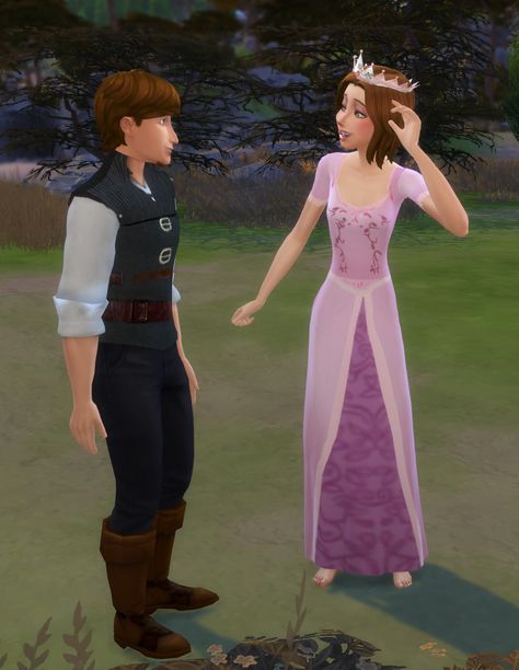 Tangled the movie Happy Ending outfits that I created for Sims 4!! Flynn Ryder, Zombie Christmas, Tangled Movie, Rapunzel Dress, Happy Ending, Ts4 Cc, Sims 4 Custom Content, Maxis Match, Sims 4 Mods